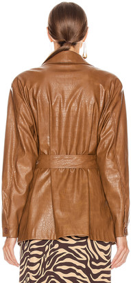 Andamane ANDAMANE Carine Faux Leather Print Jacket in Brown | FWRD