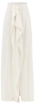Thumbnail for your product : Vika Gazinskaya Draped Wide-leg Velvet Trousers - White
