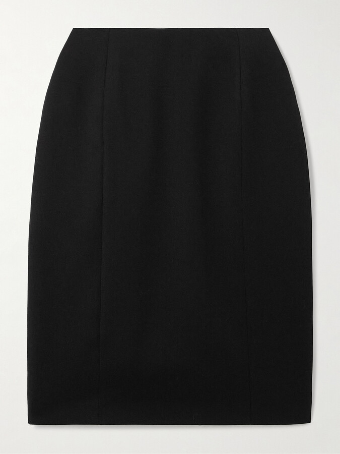 Balenciaga - Hourglass Grain De Poudre Wool Midi Skirt - Black