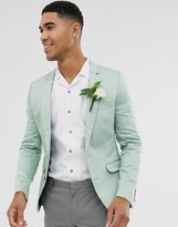 Thumbnail for your product : ASOS Design DESIGN wedding super skinny cotton blazer in mint green