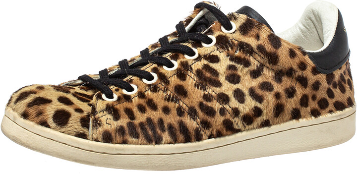 Isabel Marant Brown/Black Leopard Pony Hair Leather Sneakers Size 36 -