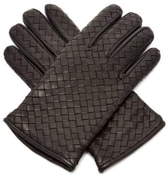 Bottega Veneta - Intrecciato Leather Gloves - Mens - Black