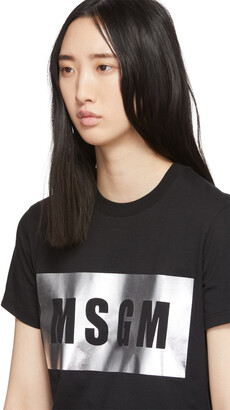 MSGM Black & Silver Logo T-Shirt
