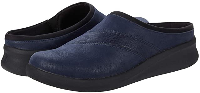 blue clarks clogs womens