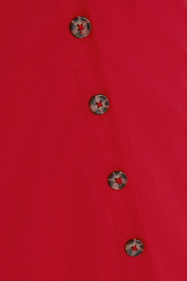 Saloni Cutout Fluted Stretch-cotton Poplin Midi Dress