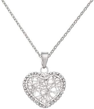 On Primal Gold 14 Karat White Gold Open Wire Heart Pendant 18-inch Cable Chain