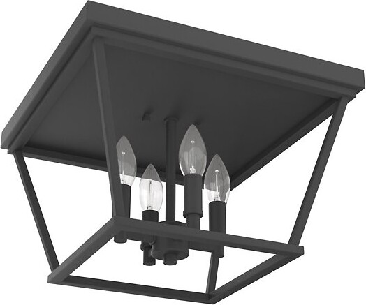 Hunter Fans Laurel Ridge Flushmount Light in Black, Size: 4 light