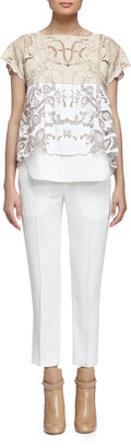 Chloé Embroidered Contrast Lace Top