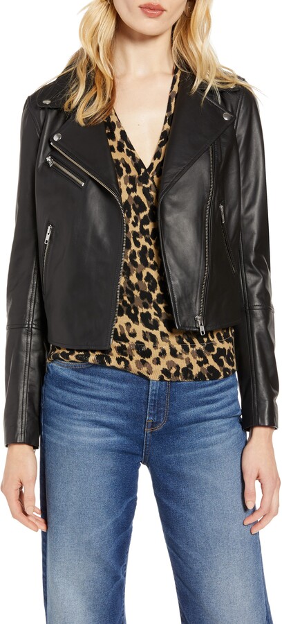 halogen black leather jacket