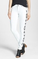 Thumbnail for your product : CJ by Cookie Johnson 'Wisdom' Chevron Embroidered Ankle Skinny Jeans (Optic White)