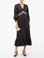 Thumbnail for your product : Shrimps Rosemary Crystal-fringe Silk Midi Dress - Black