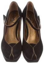 Thumbnail for your product : Saint Laurent Suede Mary Jane Pumps