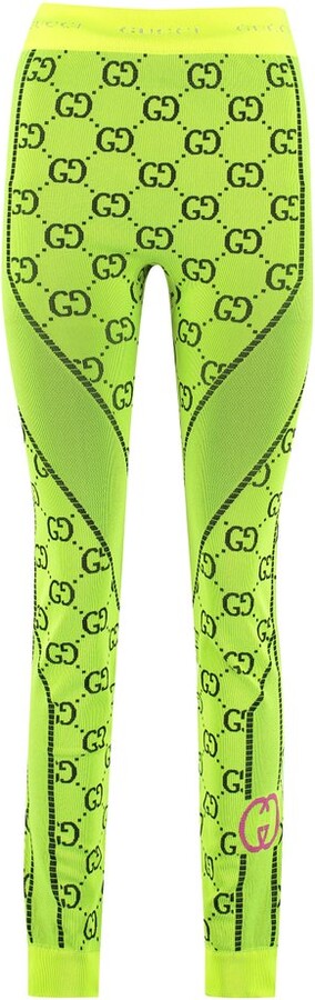 Gucci Green Jersey Logo Strip Detail Paneled Stirrup Leggings XL Gucci