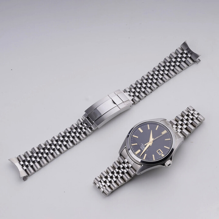 Rolamy 20mm Jubilee Hollow Endband with Oyster Deployment Clasp Stainless Steel Watch Band For Seiko SARB035