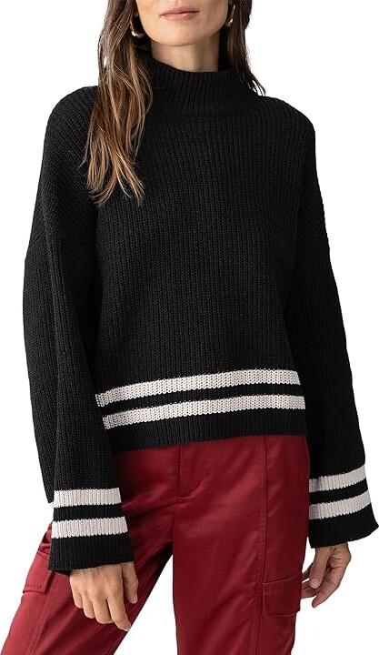 Sanctuary Stay Cozy Sweater Women's Sweater Black/Toasted Stripe : LG (US 10-12), Polyester