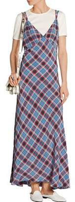 Marc Jacobs Pleated Checked Silk-crepe Maxi Dress