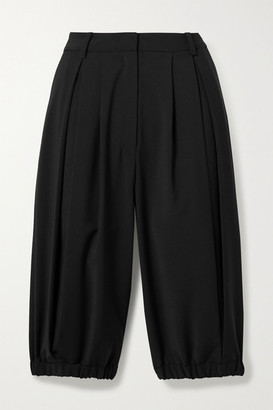 Tibi Tropical Pleated Woven Shorts - Black