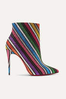 Thumbnail for your product : Christian Louboutin So Kate 100 Striped Glittered Leather Ankle Boots - Metallic