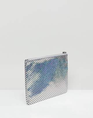 South Beach Silver Holographic Mermaid Zip Top Pouch