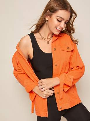 bright orange denim jacket