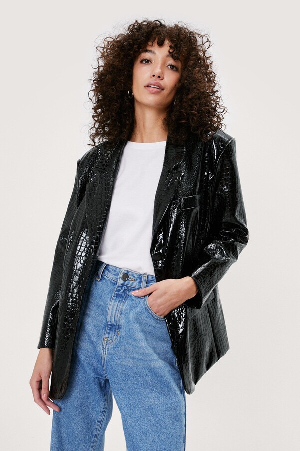petite faux leather jacket