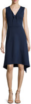 Thumbnail for your product : Neiman Marcus Sleeveless Ruffled V-Neck Knit Dress, Midnight Blue