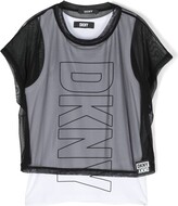Thumbnail for your product : DKNY Mesh Layer Logo-Print Top
