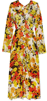 ATTICO Floral-print Silk-georgette Midi Dress - Yellow