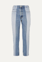 Thumbnail for your product : E.L.V. Denim The Twin Two-tone High-rise Straight-leg Jeans