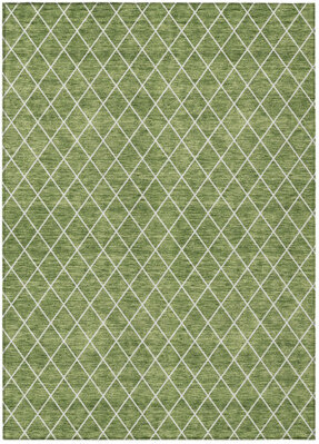 HomeRoots 5' X 8' Green Geometric Washable Indoor Outdoor Area Rug