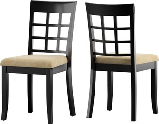 Inspire Q Set of 2 Kensington Lattice Back Dining Chairs Black