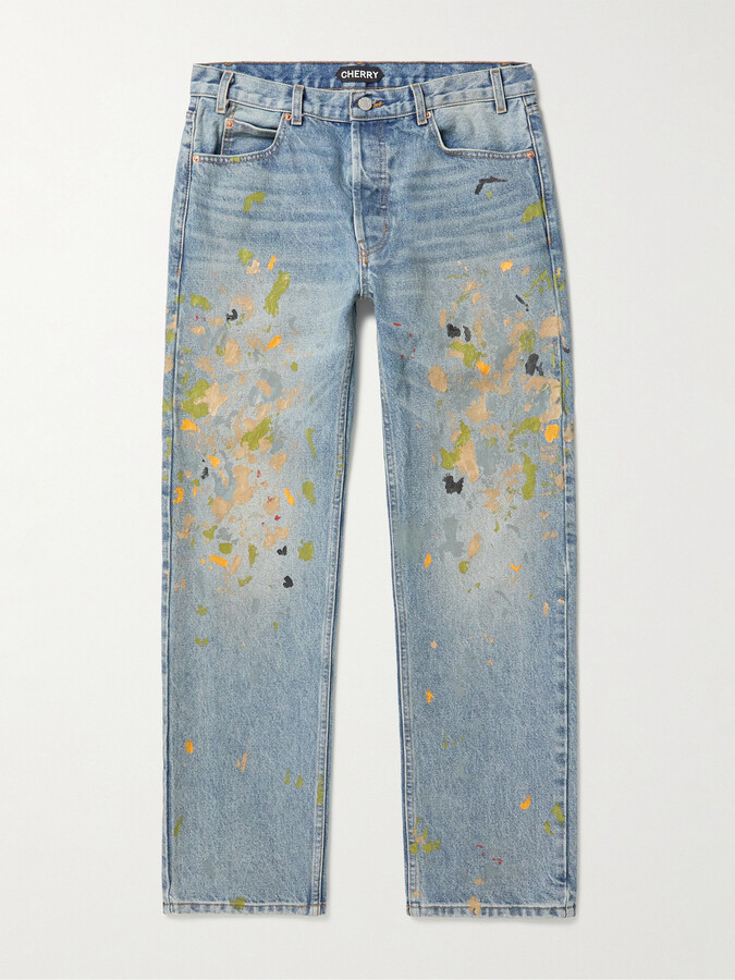 CHERRY LA Paint-Splattered Straight-Leg Jeans - ShopStyle