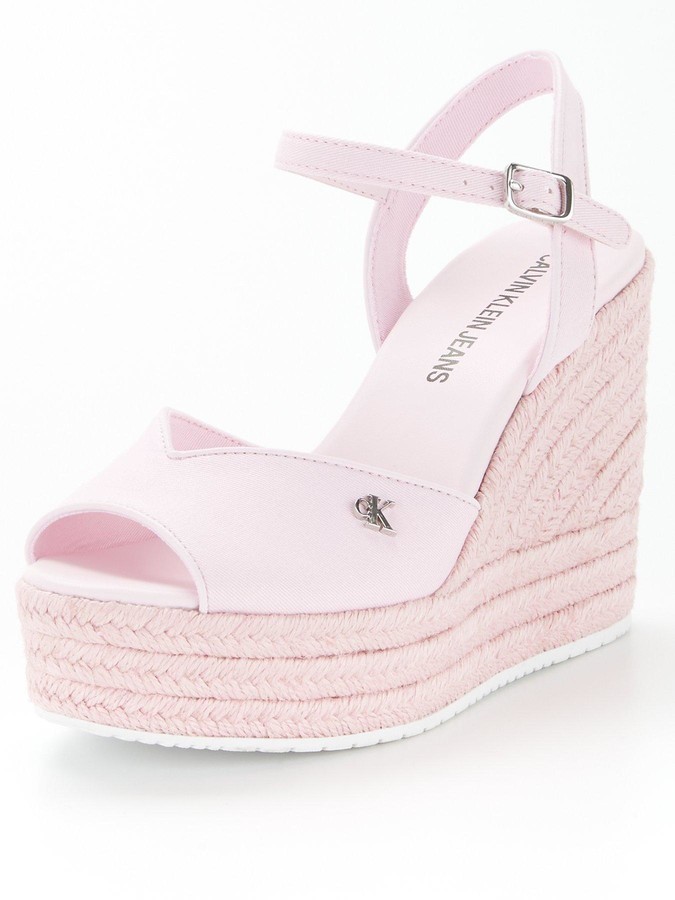Calvin Klein Jeans Jeans Ankle Strap High Wedges Pink - ShopStyle