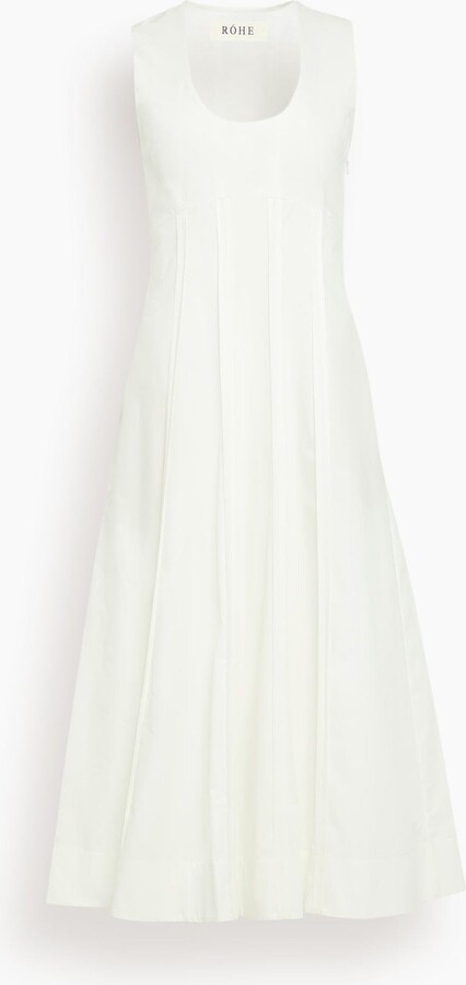 Rohe Sculptural Waisted Poplin Dress in Optic White