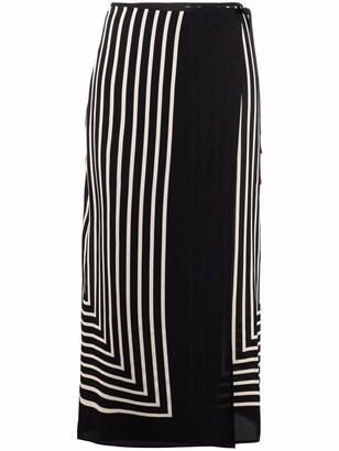 スカート Veil Stripe Wrap Skirt Black Stripes STRIPE WRAP SKIRT 