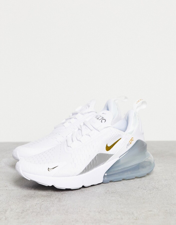 Nike Air Max 270 trainers in white gold 
