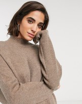 Thumbnail for your product : Topshop knitted midi dress with high neck in mink