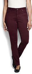 Lands' End Women's Plus Size Mid Rise Slim Jeans - Garment Dye-Earthen Brown Houndstooth