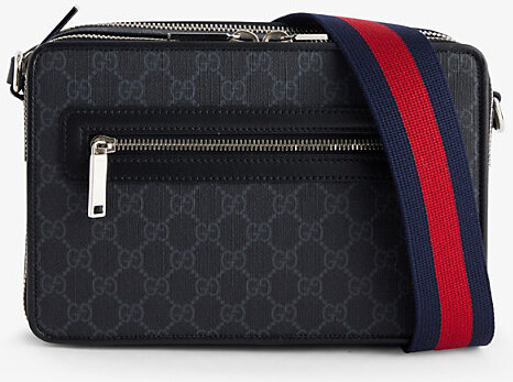 Gucci Mens Black/Black/Brb Gg-Monogram Coated-Canvas Cross-Body Bag