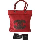 Red Leather Handbag Grand Shopping Tote