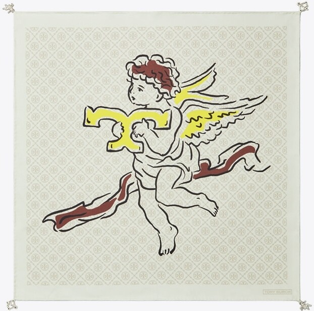 Tory Burch T Monogram Cherub Silk Neckerchief