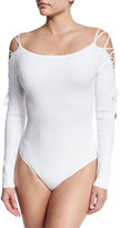 Thumbnail for your product : Cushnie Lace-Up Sleeve Bodysuit, White