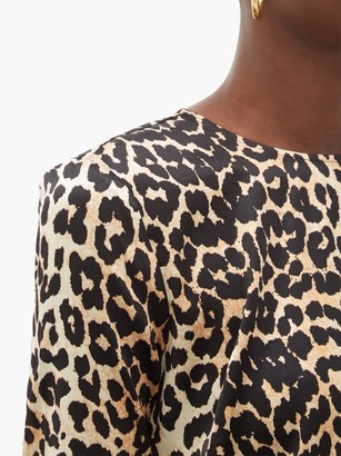 Ganni Leopard-print Silk-blend Satin Dress - Leopard