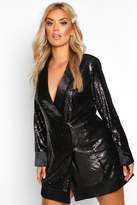 Thumbnail for your product : boohoo Plus Sequin Wrap Blazer Dress