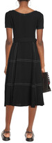 Thumbnail for your product : Goat Kelly Embroidered Belted Wool-crepe Midi Dress