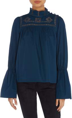 Free People Another Eternity Gathered bell Sleeve Top