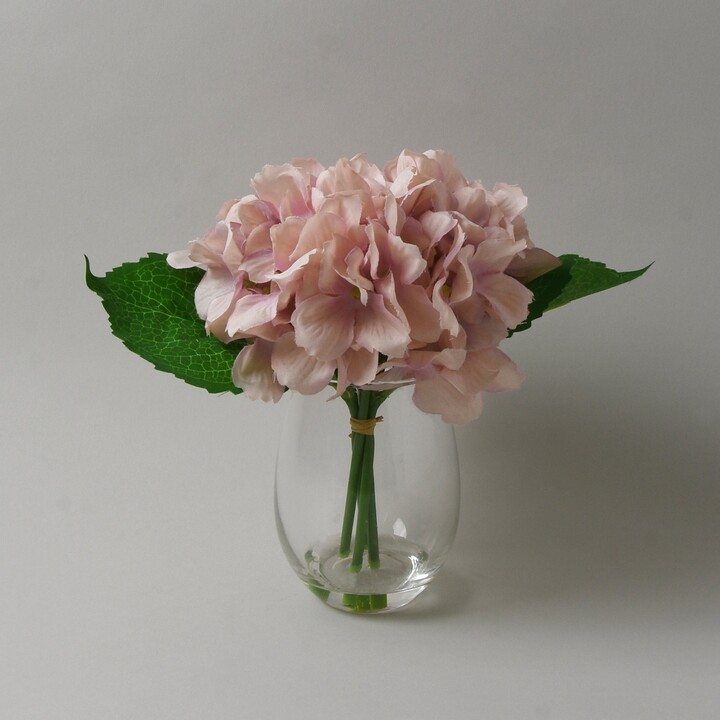 Dunelm Hydrangea in Glass Vase Pink Pink/Green/Clear ShopStyle