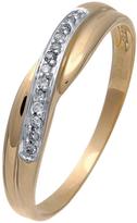 Thumbnail for your product : Love DIAMOND 9 Carat Yellow Gold Diamond-Set Crossover Ring
