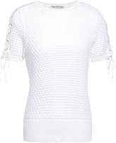 Thumbnail for your product : Autumn Cashmere Cotton By Lace-up Pointelle-knit Cotton Top
