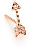 Ef Collection Women's Diamond & 14K Rose Gold Single Arrow Stud Earring